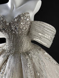 Luxury Ball Gown Sweetheart Sequins Beaded Fitted Corset Wedding Dress Bride Gowns Wedding Dresses HZ0311