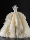 Luxury Ball Gown Strapless Tulle Fitted Corset Wedding Dress Bride Gowns Wedding Dresses HZ0311