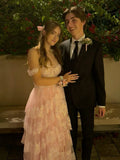 Beautiful Ball Gown Sweetheart Pink Lace Slit Prom Dresses Inspiration Prom Gown Princess Senior Graduation Dress HZ0311