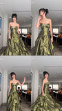 Vintage Ball Gown Strapless Blue Satin Taffeta 90s Prom Dresses Inspiration Party Dress Princess Graduation Dress HZ0311