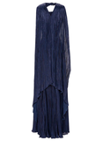 Elegant A line V Neck Navy Blue Tulle With Cape Long Formal Fancy Evening Dress Dinner Outfits Classy Party Gowns HZ0311