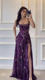 Modest A line Square Neck Dark Green Sequins Slit Long Prom Dresses Senior Graduation Dance Evening Outfits HZ0311