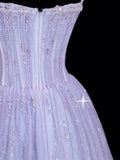 Chic Ball Gown Strapless Lilac With Beaded Crystals Bodice Inspo Formal Party Gowns Prom Dresses HZ0311