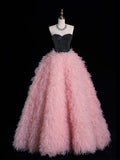 Beautiful Ball Gown Sweetheart Tulle Pink Long Prom Dresses Formal Gowns Inspo Evening Outfit HZ0311