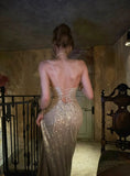 Glittering Mermaid Spaghetti Strap Champagne With Corset Back Long Prom Dresses Inspiration 18th Birthday Outfits Formal Dress HZ0311
