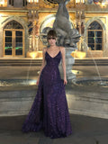 Sparkling Mermaid Spaghetti Strap Purple Sequined Prom Dress Long 18th Birthday Party Gown Formal Evening Dresses HZ0311