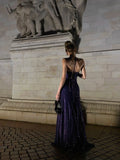 Sparkling Mermaid Spaghetti Strap Purple Sequined Prom Dress Long 18th Birthday Party Gown Formal Evening Dresses HZ0311