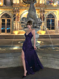 Sparkling Mermaid Spaghetti Strap Purple Sequined Prom Dress Long 18th Birthday Party Gown Formal Evening Dresses HZ0311
