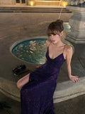 Sparkling Mermaid Spaghetti Strap Purple Sequined Prom Dress Long 18th Birthday Party Gown Formal Evening Dresses HZ0311