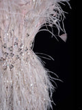 Civil Wedding Dresses Sheath Strapless White Sequin With Slit Feathers Bodice Brides Dress Fitted Bridal Gowns HZ0311