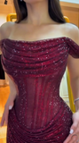 Off-Shoulder Sparkly Mermaid Prom Dresses Senior School Event Dress Formal Gown HZ0311