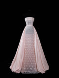 Chic Mermaid Strapless Pink With Train Sequined Long Party Dresses Prom Dresses Impress Wedding Guest Dress HZ0311