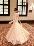 Sexy A line Spaghetti Straps Apricot Lace Prom Dresses Wedding Guest Dress 20th Birthday Outfits HZ0311