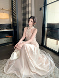 Elegant Mermaid Halter Pink Chiffon With Pleated Sleeveless Long Prom Dresses 16th Nigh Party Birthday Outfits HZ0311