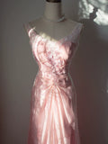 Vintage 1960s Mermaid V Neck Pink With Ruffles Lace Prom Dresses Inspiration Long Party Evening Dress 18th Birthday Outfits HZ0311