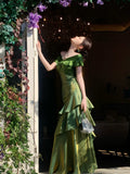 Elegant Mermaid Off The Shoulder Green Long Prom Dresses 16th Nigh Party Birthday Outfits HZ0311