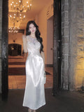 Elegant A Line Jewel Neck White Ankle Length Prom Dresses 17th Nigh Party Birthday Outfits HZ0311