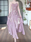 Modest Mermaid Spaghetti Straps Pink Long Prom Dresses High School Teens Senior Graduation Dance Party Dress Outfits HZ0311