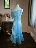 Vintage 1980s Mermaid Blue Knee Length Prom Dresses With Beads Inspiration Party Night Evening Dress 18th Birthday Outfits HZ0311