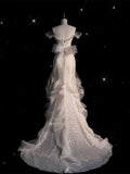 Sparkly Wedding Dresses Mermaid Off The Shoulder White Sequins Brides Dress For Brides Fitted Bridal Gown HZ0311