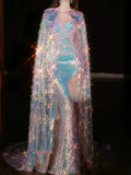 Sparkly Mermaid Sweetheart Sequins With Cape Prom Dresses Inspiration Long Party Night Gowns 20th Birthday Outfits HZ0311