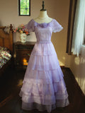 Vintage A line Scoop Neck Lilac Prom Dresses With Pleated Inspiration Long Party Night Evening Dress 18th Birthday Outfits HZ0311