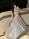 Modest A Line Spaghetti Straps Pink Sequin Prom Dresses Wedding Guest Dress 20th Birthday Outfits HZ0311