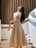 Modest A Line Spaghetti Straps Champagne Satin Prom Dresses Wedding Guest Dress 20th Birthday Outfits HZ0311