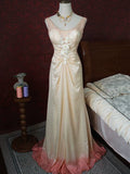 Vintage 1960s Mermaid V Neck Pink With Flowers Lace Prom Dresses Inspiration Long Party Evening Dress 18th Birthday Outfits HZ0311