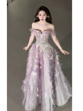 Sweet Ball Gown Off The Shoulder Tulle Pink Prom Dresses Inspiration Long Party Night Gowns 20th Birthday Outfits HZ0311