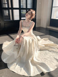 Elegant A line Square Neck Floral Satin Ankle Length With Silver Beaded Prom Dresses 16th Nigh Party Birthday Outfits HZ0311