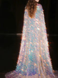 Sparkly Mermaid Sweetheart Sequins With Cape Prom Dresses Inspiration Long Party Night Gowns 20th Birthday Outfits HZ0311