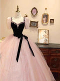 Princess Ball Gown Sweetheart With Short Sleeves Pink Tulle Bodice Prom Dresses Inspiration Long Party Gowns 20th Birthday Outfits HZ0311