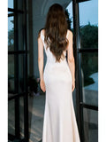 Sexy Sheath Sweetheart White Satin Ankle Length Prom Dresses Wedding Guest Dress 22th Birthday Outfits HZ0311
