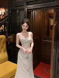Modest Sheath Spaghetti Straps Satin Ruffles Prom Dresses High School Teens Graduation Dance Dress 20th Birthday Outfits HZ0311
