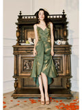 Modest Mermaid Spaghetti Straps Olive Green Prom Dresses High School Teens Senior Graduation Dance Party Outfits HZ0311