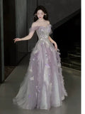Sweet Ball Gown Off The Shoulder Tulle Pink Prom Dresses Inspiration Long Party Night Gowns 20th Birthday Outfits HZ0311