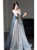 Sparkly A line Off The Shoulder Sequins Long Prom Dress Fashion Aesthetic For Teens Formal Dresses Party Outfits Prom Gown HZ0311