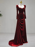 Unique Sheath Royal Blue Long Sleeves Prom Dresses Inspiration Party Night Gowns 20th Birthday Outfits HZ0311