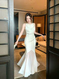 Elegant Mermaid Cowl Neck Satin Ankle Length Satin Prom Dresses Long 16th Nigh Party Birthday Outfits HZ0311