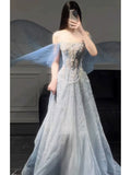Sparkly A line Off The Shoulder Sequins Long Prom Dress Fashion Aesthetic For Teens Formal Dresses Party Outfits Prom Gown HZ0311