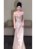 Sparkly A Line Strapless Sequins Prom Dresses Inspiration Long Party Night Gowns 19th Birthday Outfits HZ0311