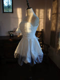 Vintage Ball Gown Strapless White Ombre Blue Satin Short Cocktail Dress 16th Birthday Outfits Homecoming Dresses Night Party Gown HZ0311