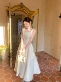 Modest A Line Square Neck Satin Prom Dresses Wedding Guest Dress 20th Birthday Outfits HZ0311