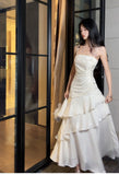 Modest Mermaid Spaghetti Straps White Ruffles Long Prom Dresses High School Teens Graduation Dance Dress 20th Birthday Outfits HZ0311