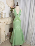 Vintage 1980s Mermaid V Neckline Green Prom Dresses Inspiration Long Party Retro Evening Dress 21st Birthday Outfits HZ0311