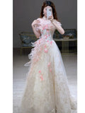 Princess Ball Gown Off The Shoulder Tulle Pink Prom Dresses Inspiration Long Party Night Gowns 20th Birthday Outfits HZ0311