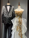 Sparkly Mermaid Sweetheart Gold Sequins Prom Dresses Inspiration Long Party Night Gowns 19th Birthday Outfits HZ0311