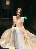 Modest A line Off The Shoulder Lace White Long Sleeves Prom Dresses Wedding Guest Dress Birthday Outfits HZ0311