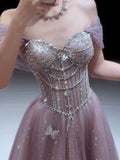 Sparkly A line Strapless Pink Sequins Prom Dresses Inspiration Long Party Night Gowns 20th Birthday Outfits HZ0311